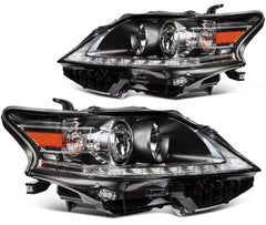 ECCPP Headlights Assembly For Lexus RX350 RX450h 3.5L 2013-2015 Pair Black Amber 6B93BC-57
