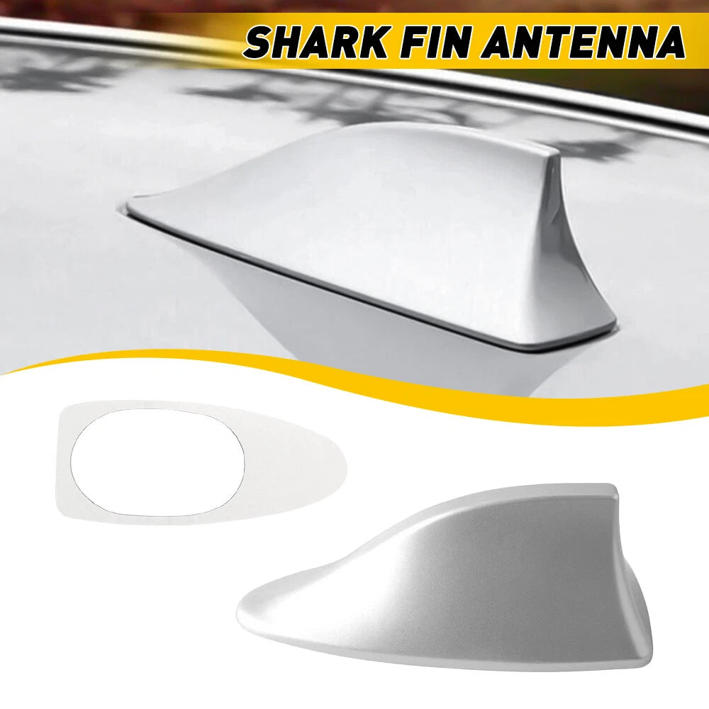 Universal Shark Fin Antenna Cover Car Trim Radio Signal AM/ FM Aerial Silver EOA 6B93BC-57