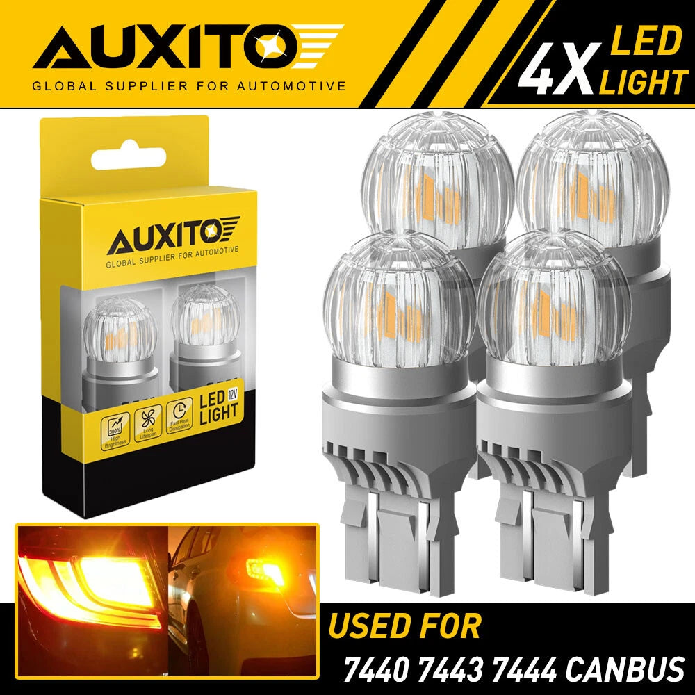 4X 7443 7440 7441 LED Amber Yellow Turn Signal Blinker Corner Light bulbs 6T EOA 6B93BC-57