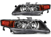 ECCPP Headlights Assembly For Acura TSX Base 2.4L 2004-2008 Pair Kit Black Amber 6B93BC-57