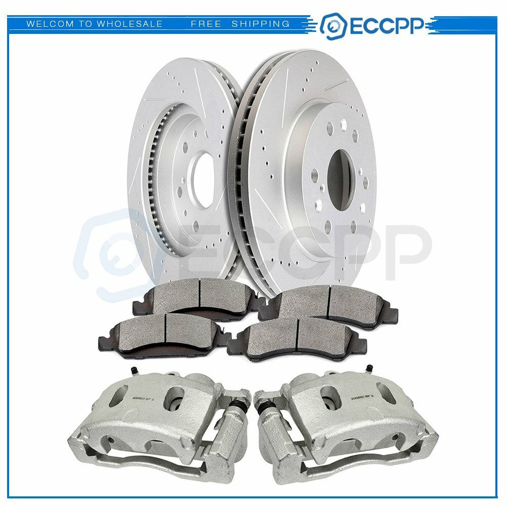 Front Brake Calipers Brake Rotor Brake Pad Set 8Pcs For 2008-2012 2014 GMC Yukon 6B93BC-57