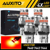 4X 7443 7440 Red Alert Flash Strobe Blinking LED Brake Tail Light Bulbs 2F EOA 6B93BC-57