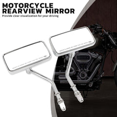 Fit Harley 2x Universal Motorcycle Retro Rectangle 8mm 10mm Side Rearview Mirror