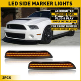 2XFront Bumper Side Marker Light Smoke Lens Amber For LED Ford Mustang 2010-2014 6B93BC-57