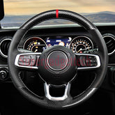 Carbon Fiber&Leather Steering Wheel Hand-stitch on Wrap Cover For Jeep Wrangler