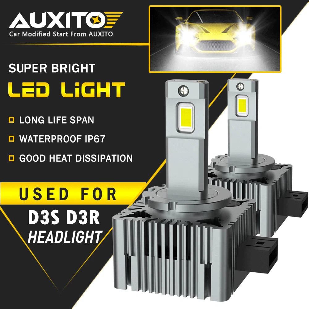2X LED Headlight Bulbs 200W Replace D3S D3R HID Xenon Super White Conversion Kit 6B93BC-57