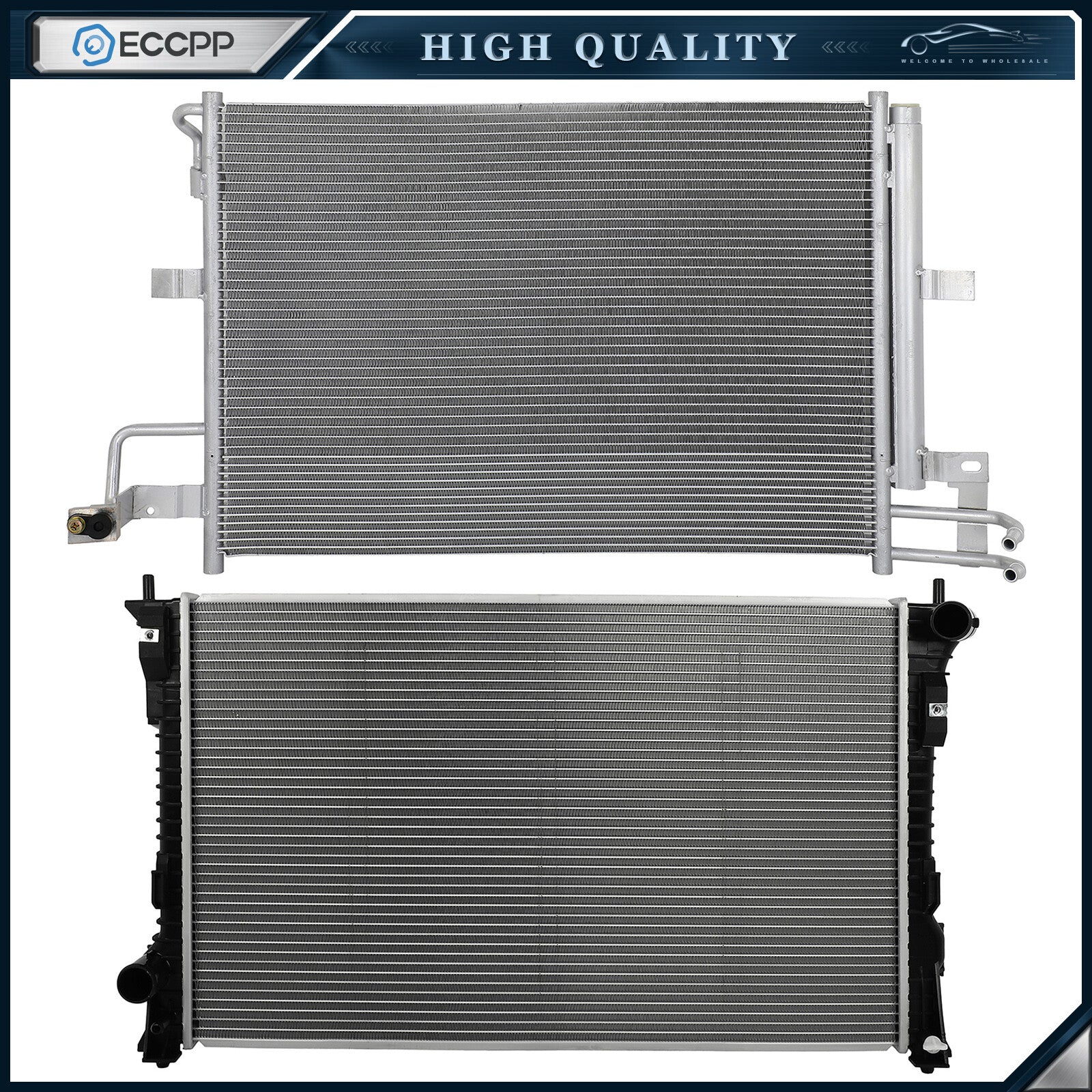 Aluminum Radiator & AC Condenser Cooling Kit For 2016 2017 2018 Ford Explorer 6B93BC-57