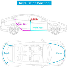 Door Rubber Seal Strips Weather Draft Wind Noise Reduction Kit For Tesla Model X