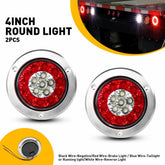 4inch Red+White 16-LED Round Truck Trailer Stop Turn Tail Signal Brake Lights EA 6B93BC-57