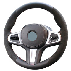 Black&Suede Leather Steering Wheel Hand-stitch on Wrap Cover For BMW M Sport G20