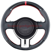 3D Carbon Fiber&Black Leather Steering Wheel Stitch-on Wrap Cover For Toyota 86