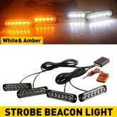 4X Amber White 6 LED Truck Urgent Beacon Warning Hazard Flash Strobe Light USEOA 6B93BC-57