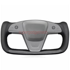 Carbon Fiber& Leather Steering Wheel Stitch Wrap Cover For Tesla Model X S 21-23