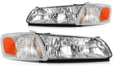 ECCPP Headlights Assembly For Toyota Camry 2000-2001 Pair Kit Chrome Amber 6B93BC-57