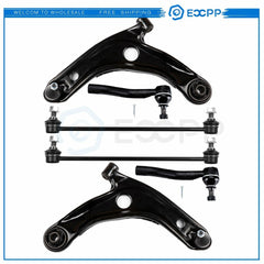 For 2007-2014 Toyota Yaris 6Pcs Front Lower Control Arms Sway Bars Tie Rod Links 6B93BC-57