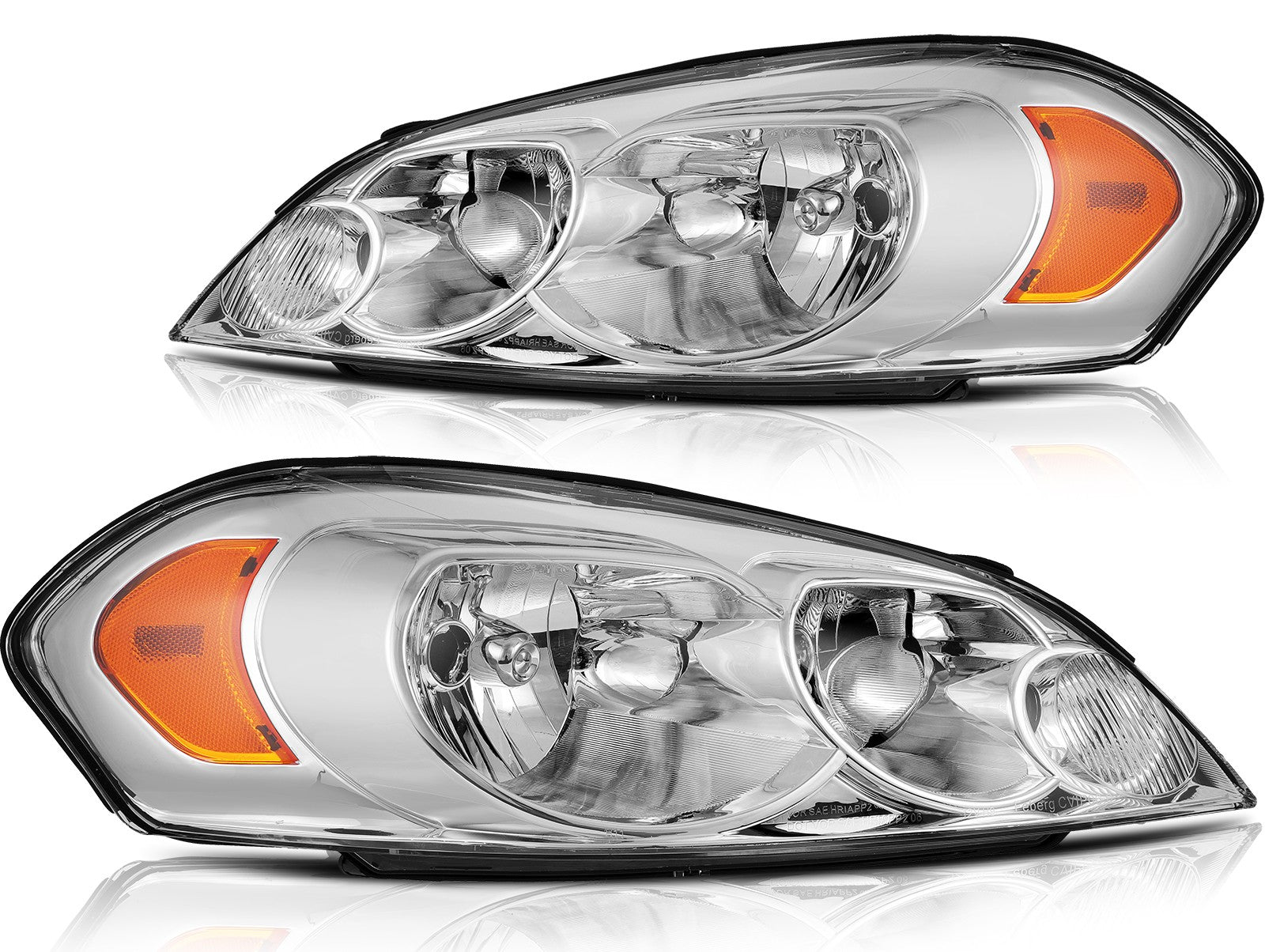 ECCPP Headlights Assembly For Chevrolet Impala 2006-2016 Pair Kit Chrome Amber 6B93BC-57