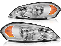 ECCPP Headlights Assembly For Chevrolet Impala 2006-2016 Pair Kit Chrome Amber 6B93BC-57