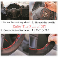 Glossy Carbon Fiber&Suede Steering Wheel Stitch on Wrap Cover For Dodge Charger