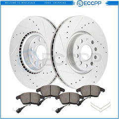 Front Brake Rotors And Ceramic Pads For Audi A3 2006 - 2009 Drilled & Slotted 6B93BC-57