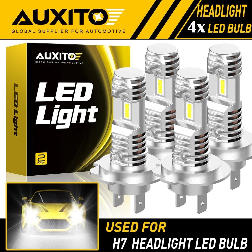 4X AUXITO LED Kit High/Low Beam Conversion H7 Bulbs White Bright 6000K Plug&Play AUXITO