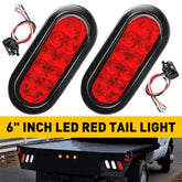 2 Trailer truck Red LED Surface Mount 6" Oval Stop Turn Tail Light Sealed 6B93BC-57