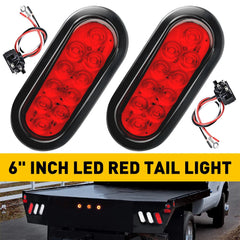 2 Trailer truck Red LED Surface Mount 6" Oval Stop Turn Tail Light Sealed 6B93BC-57