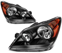Pair Halogon Headlights Assembly For 2008-2010 Honda Odyssey 3.5L Black Amber 6B93BC-57