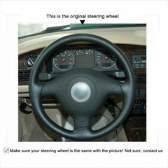 Hand-Stitched Leather Steering Wheel Cover for VW Golf 4, Polo, B5, Seat