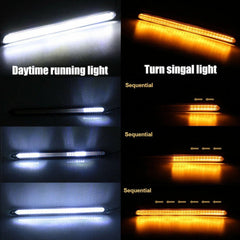 2x LED Switchback DRL Tube Light Strip Amber White Sequential Flow Turn Signal 6B93BC-57