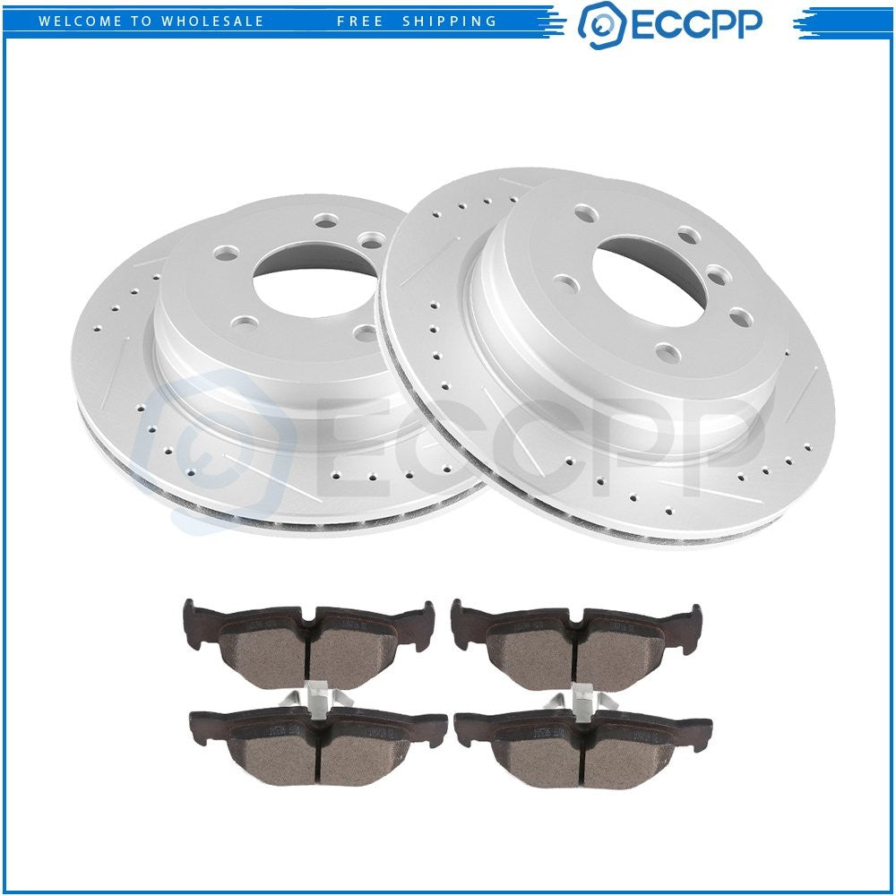 Rear Brake Rotors Metallic Pads For BMW 328i 2007 2008 2009 2010 2011 2012 -2013 6B93BC-57