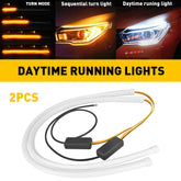 2x Flexible 60cm Car Switchback Headlight Tube LED Strip DRL Light Amber/White 6B93BC-57