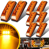8x 3LED Side Marker Lights Amber Clearance Light Truck RV Trailer 12V Waterproof 6B93BC-57