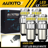 4X AUXITO 1157 LED Turn Signal Brake Reverse Parking Light Bulb White CANBUS EOA AUXITO