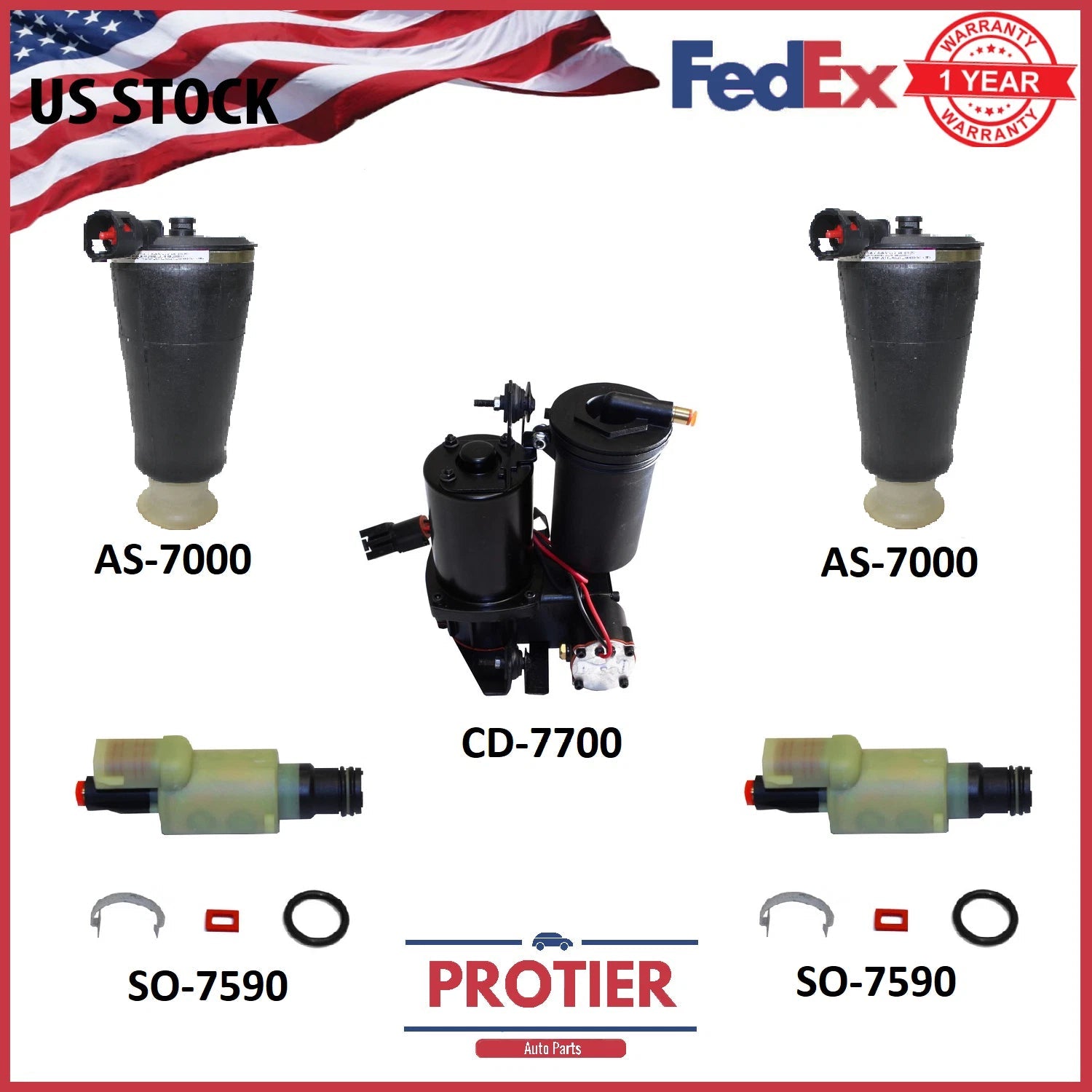 Lincoln Towncar 90-97& 03-11| Rear Air Suspension Kit-Compressor & Solenoids 6B93BC-57