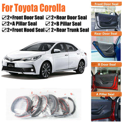 Door Rubber Seal Strips Weather Draft Noise Reduction Kit For Toyota Corolla
