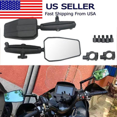 1 pair ADV Motorcycle Rearview Mirror Foldable Adjustable Adventure Universal US