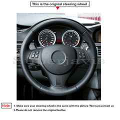 Anti Slip Black Suede Leather Steering Wheel Stitch on Wrap Cover For BMW E92