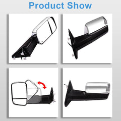 Chrome Tow Mirrors For 09-17 Dodge Ram 1500 Power Heated LED Signal Temp Sensor