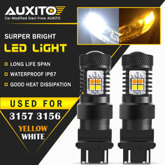 AUXITO 3157 LED Switchback Dual Color White Yellow amber Turn Signal Light 16K A AUXITO