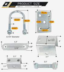 ECCPP 3500lb Single Trailer Axle Suspension Kit Leaf Springs U-bolt & Hanger Kit ECCPP