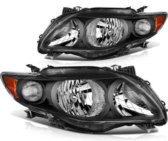 ECCPP Headlights Assembly For Toyota For Corolla 1.8L 2.4L 2009-2010 Pair Black 6B93BC-57