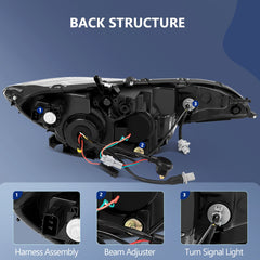 Fits 2014-2020 Honda FIT Front Headlights Assembly w/ Reflective Bowl Lamps 6B93BC-57