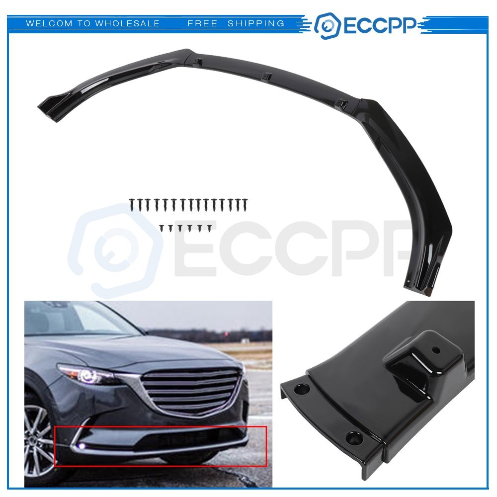 For 2014-2018 Mazda 6 3PC Glossy Black Front Bumper Lip Body Kits 6B93BC-57