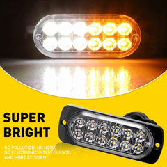 4X 12 LED Car Truck Beacon Warning Flash Strobe Light Bar Amber/White EOA 6B93BC-57