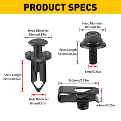 Universal Body & Bolts U-nut Clips M6 Engine Under Cover Splash Shield Guard EOA 6B93BC-57