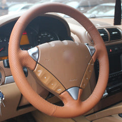 Hand-Stitched Leather Steering Wheel Wrap Cover for Porsche Cayenne 2007-2010