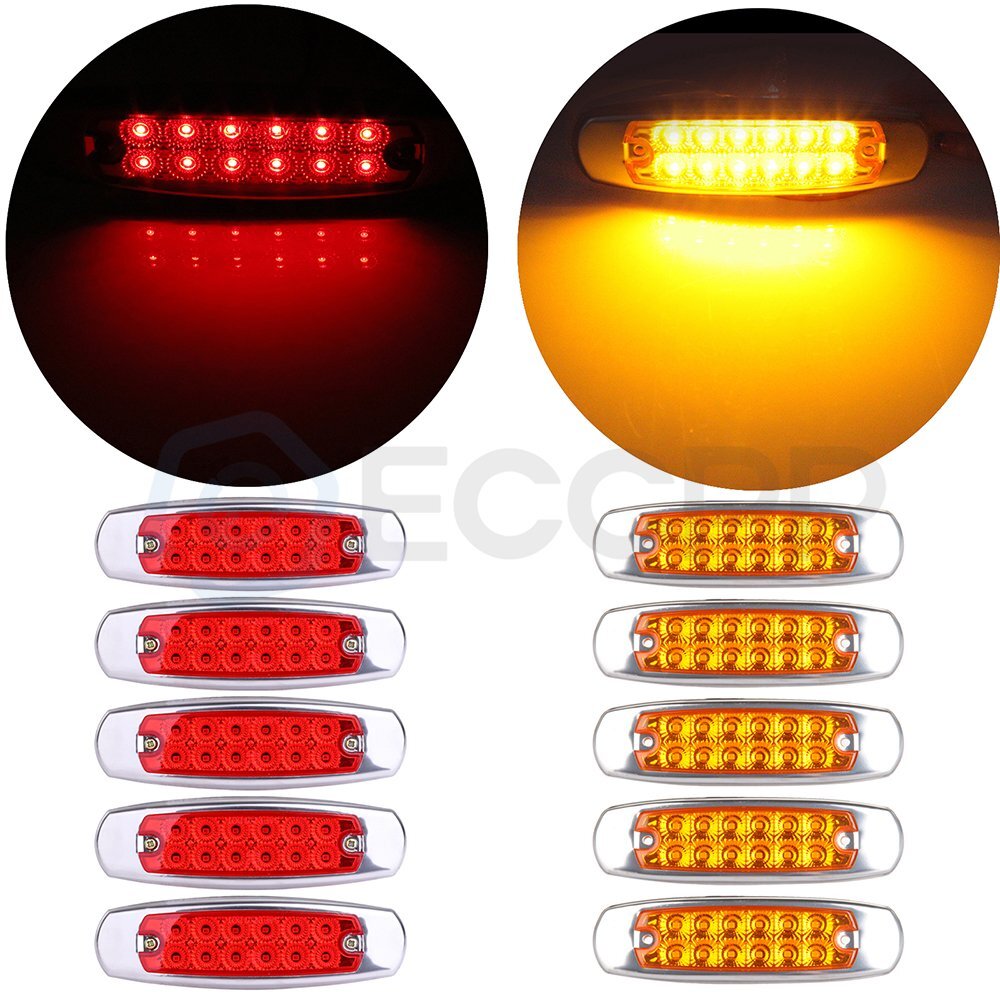 10pcs Amber Red For Peterbilt Incandescent Marker Clearance Sleeper Panel Light 6B93BC-57
