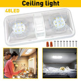 Universal LED Car Vehicle Interior DOUBLE Dome Light Roof Ceiling Lamp White 12V 6B93BC-57