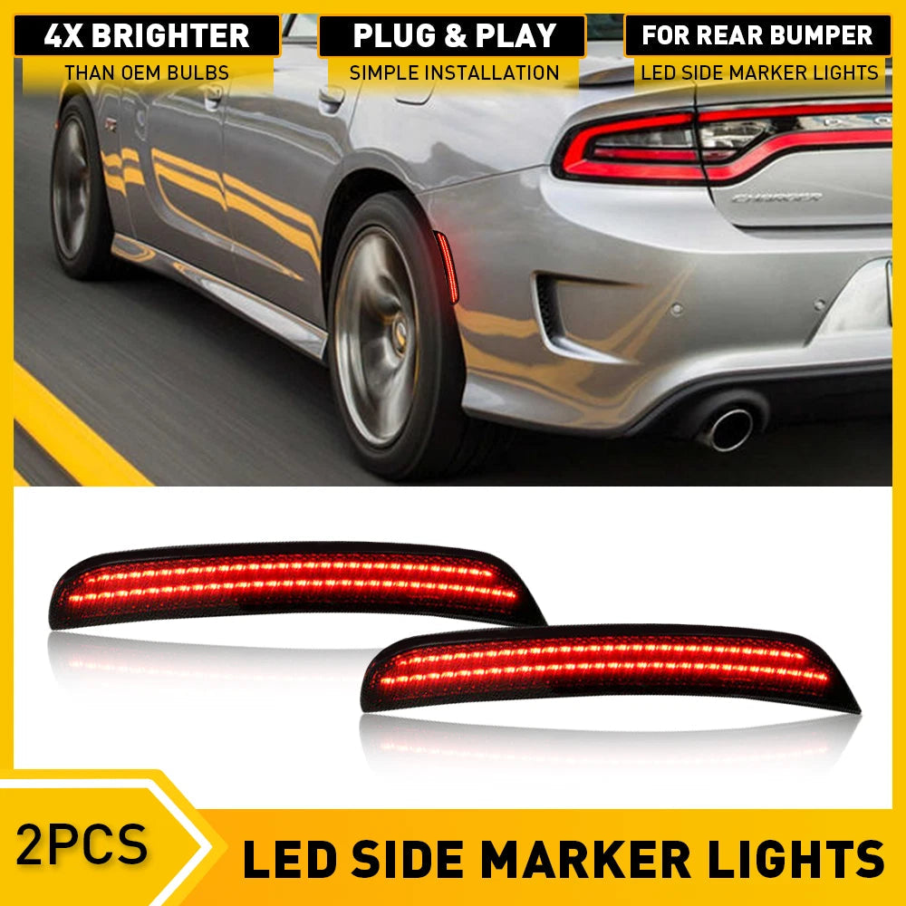 2x Smoked Led Rear Red Side Marker Lights Right Left For Dodge Charger 15-20 EOA 6B93BC-57