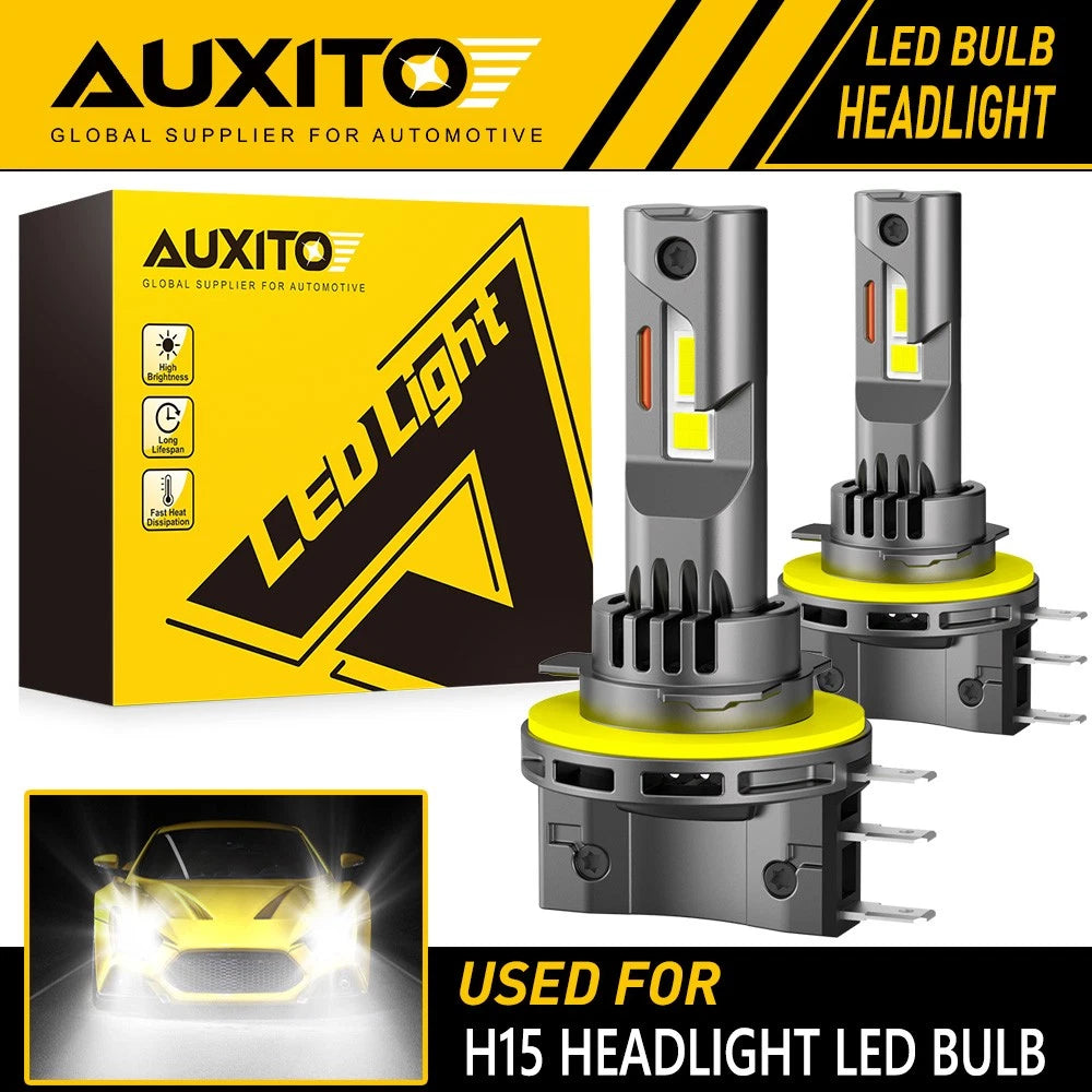 AUXITO H15 LED Headlight Bulb Canbus Error Free High Beam DRL 7035 30000LM GF EA AUXITO